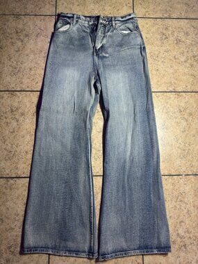 Maison Martin Margiela MM6 Jeans Blue Wide Leg Distressed Designer Denim Size 30